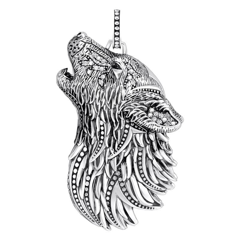 Rebel Wolf 925 Silver & Cubic Zirconia Pendant - PE966-643-21 - Thomas Sabo