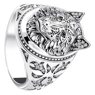 Rebel Wolf Ring in 925 Silver & Cubic Zirconia - TR2452-643-21 - Thomas Sabo