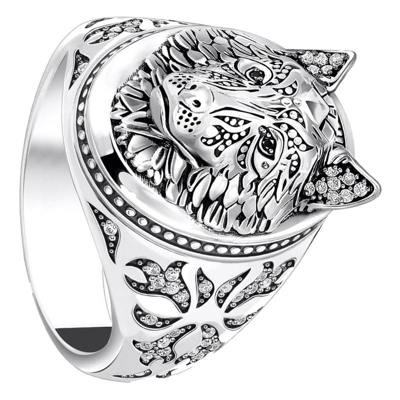Rebel Wolf Ring in 925 Silver & Cubic Zirconia - TR2452-643-21 - Thomas Sabo