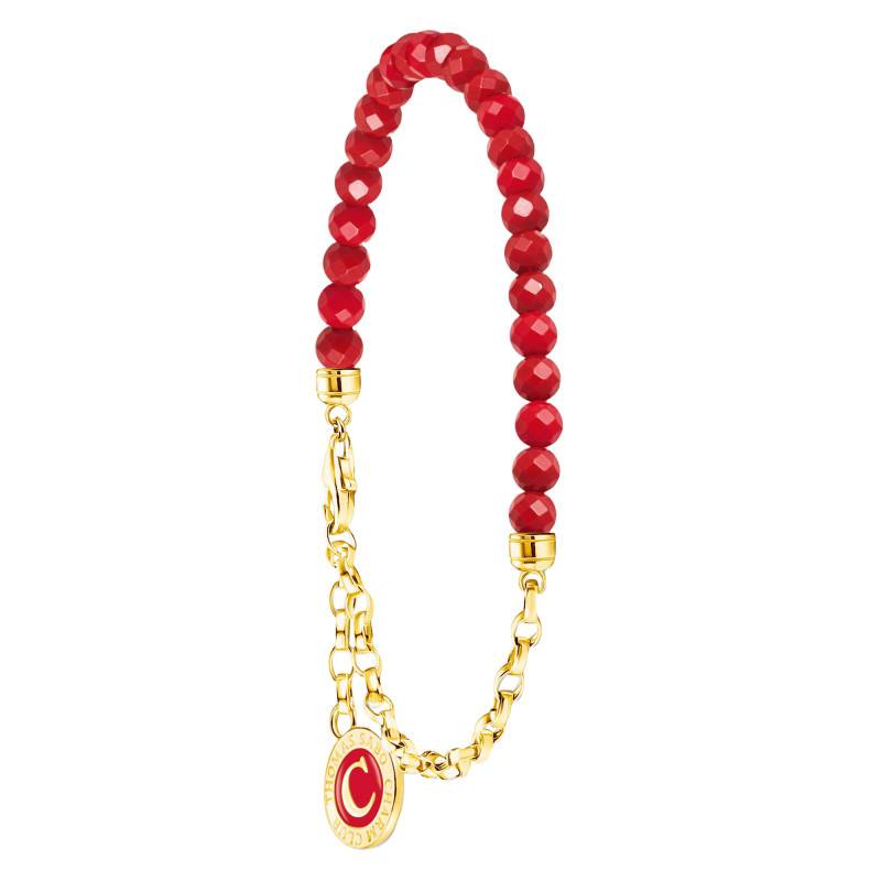 Yellow Gold-Plated & Coral-Colored Beads Charmista Bracelet, Adjustable Length, Width 4 mm - A2130-427-10 - Thomas Sabo