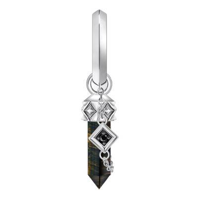 Rebel Wolf 925 Silver & Tiger's Eye Single Hoop Earring - CR724-950-1 - Thomas Sabo