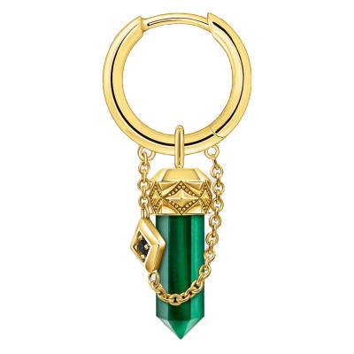 Créole Unique Rebel Wolf Plaquée Or Jaune & Malachite - CR724-414-6 - Thomas Sabo