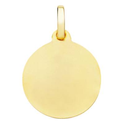 Médaille Vierge en Prière Biseautée en Or Jaune 375 ou 750, Diamètre 16 mm - Lumiosa