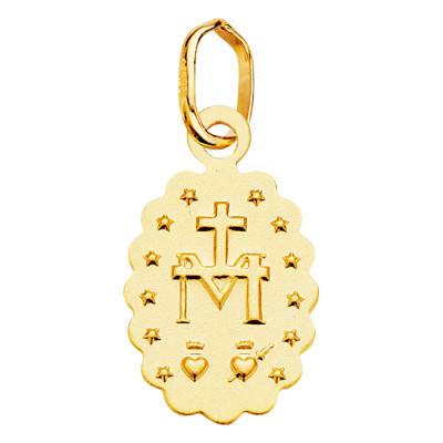 Médaille Ovale Vierge Miraculeuse Facettée en Or Jaune 375 ou 750, 12x9 mm - Lumiosa