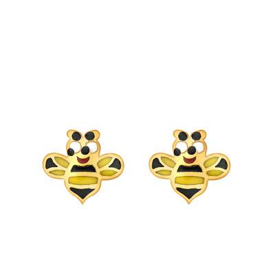 Boucles d'oreilles Abeilles Émaillées en Or Jaune 375 - Bambins