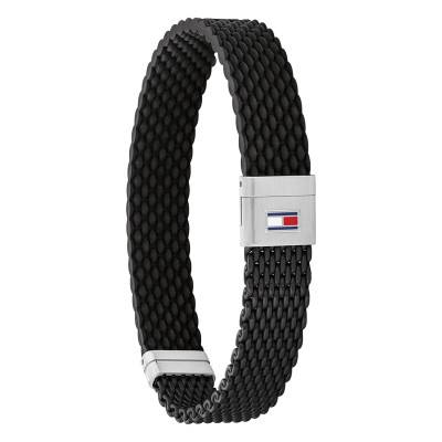 Bracelet en Acier & Silicone Tressé Noir, Longueur 17,50 cm - 2790240S - Tommy Hilfiger