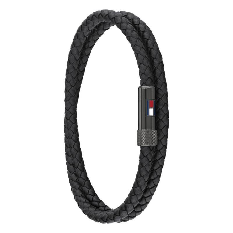 Black Braided Steel & Leather Bracelet, Length 17.50 cm - 2790262S - Tommy Hilfiger