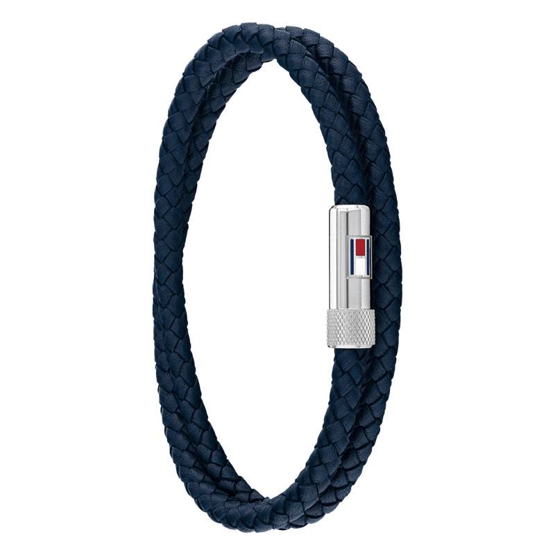 Stainless Steel and Blue Braided Leather Bracelet, Length 17,50 cm - 2790264S - Tommy Hilfiger