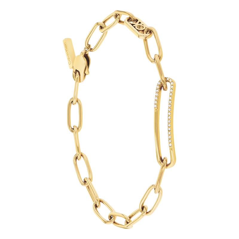 Timeless Asymmetrical Elegance Gold-Plated Steel Bracelet, Length 18.50 cm - 35000543 - Calvin Klein