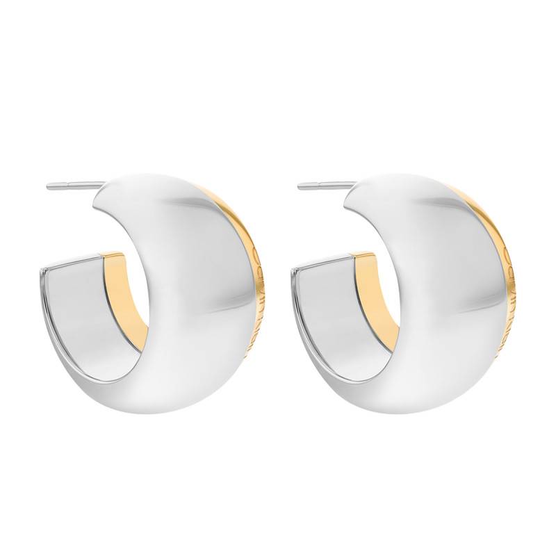 Timeless Refine Gold-Tone & Silver-Tone Steel Hoop Earrings, Diameter 20 mm - 35000613 - Calvin Klein