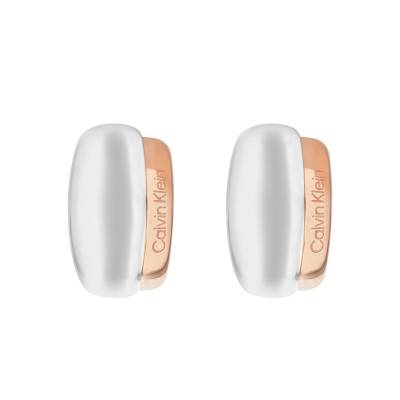 Timeless Refine Rose Gold and Silver Stainless Steel Hoop Earrings, Diameter 20 mm - 35000614 - Calvin Klein