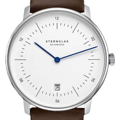 Montre Naos White Silver Premium Dark Brown S01-NA01-PR04 - Sternglas