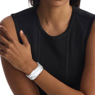 Stainless Steel Sculptural Elemental Bangle Bracelet, Length 17,50 cm, Width 28 mm - 35000640 - Calvin Klein