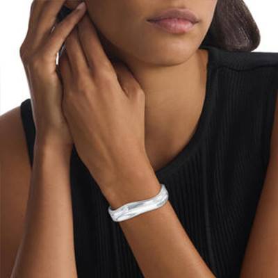 Steel Sculptural Elemental Bangle, Length 17.50 cm, Width 6 mm - 35000641 - Calvin Klein