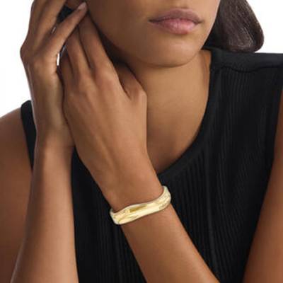 Gold-Tone Steel Sculptural Elemental Bangle Bracelet, Length 17.50 cm, Width 6 mm - 35000642 - Calvin Klein