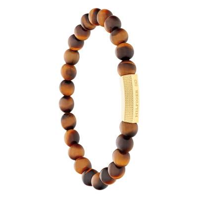 Bracelet Beads, Acier Doré & Oeil de Tigre, Longueur 18 cm - 2790582 - Tommy Hilfiger