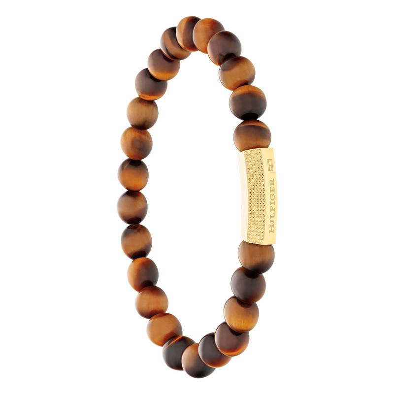 Gold-Plated Steel & Tiger's Eye Beads Bracelet 18 cm - 2790582 - Tommy Hilfiger