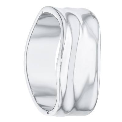 Stainless Steel Sculptural Elemental Bangle Bracelet, Length 17,50 cm, Width 28 mm - 35000640 - Calvin Klein
