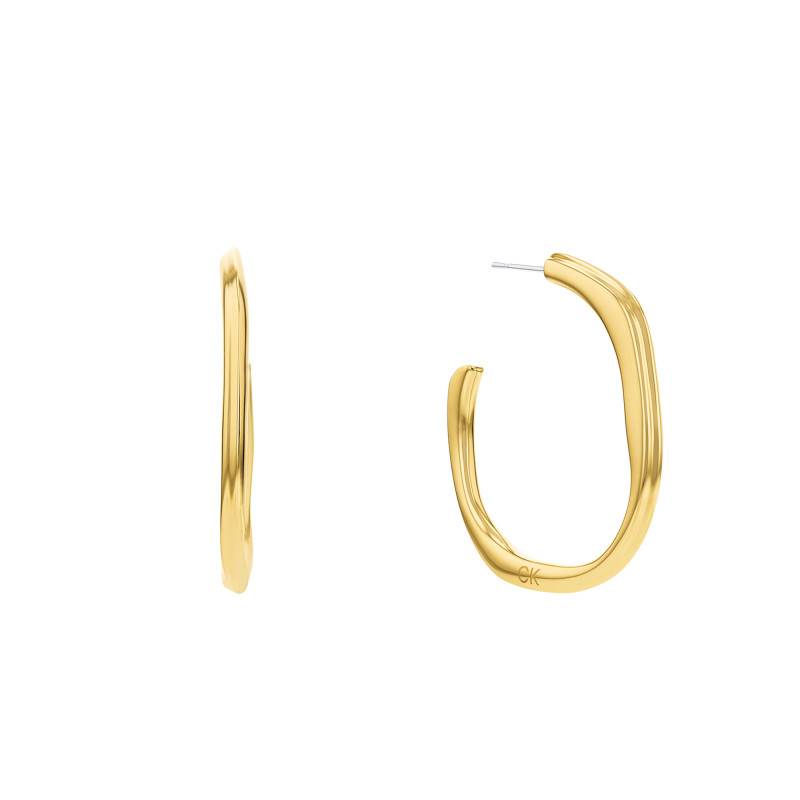 Sculptural Elemental Gold-Tone Steel Hoop Earrings - 35000644 - Calvin Klein