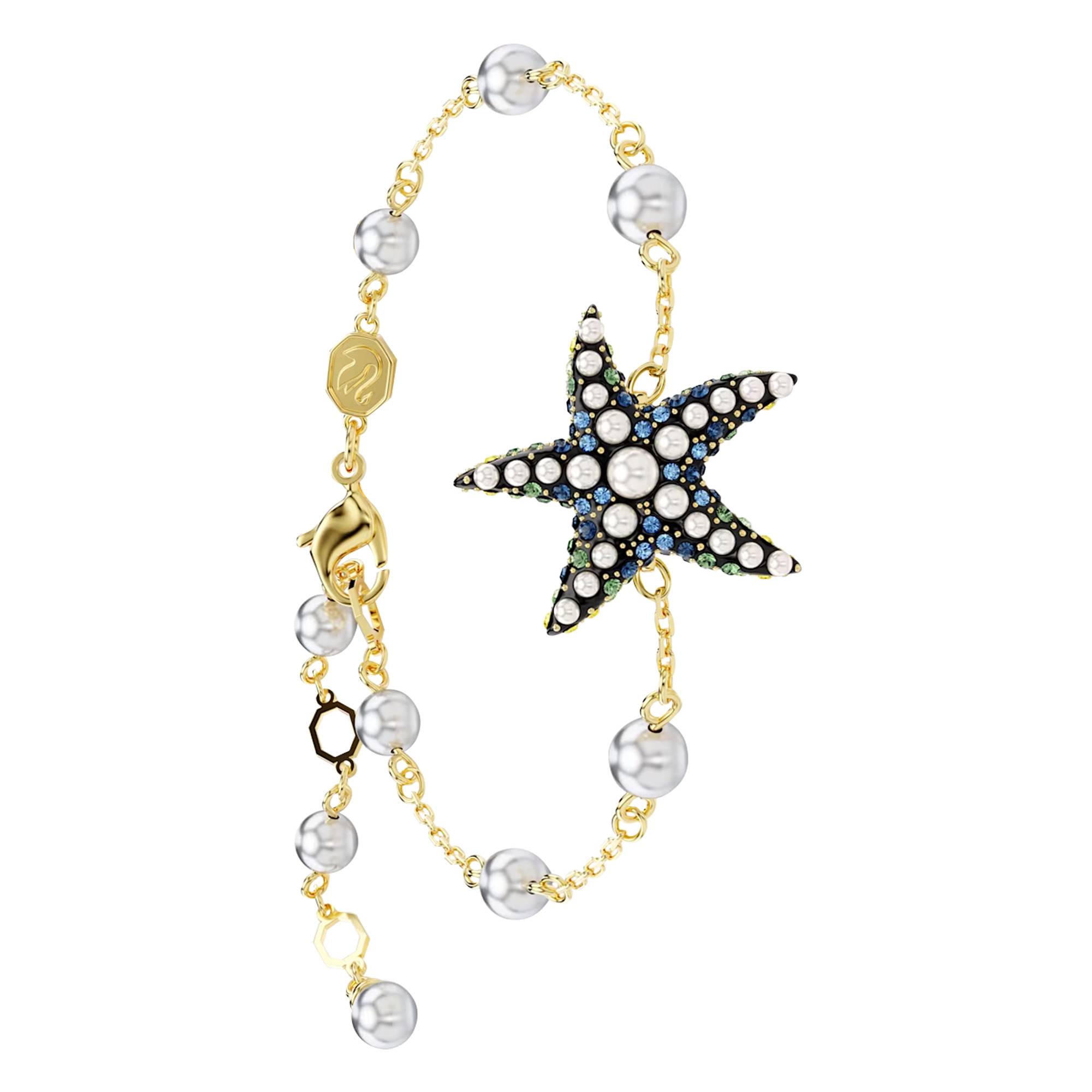 Charme étoile 5 Branches Avec Strass Et Perle - Breloque Sur Mousqueton En Métal Argenté *V434
