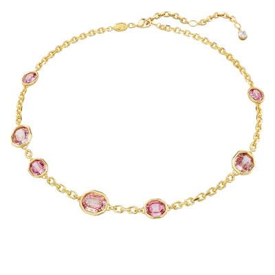 Collier Imber Octogonal, Métal Doré & Cristaux Roses, Longueur 38 à 45 cm - 5684239 - Swarovski