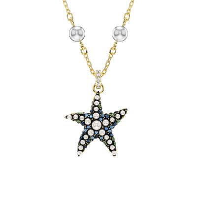 Collier Idyllia Étoile de mer, Métal Doré, Perles & Cristaux Bicolores, Longueur 38 à 45 cm - 5684116 - Swarovski