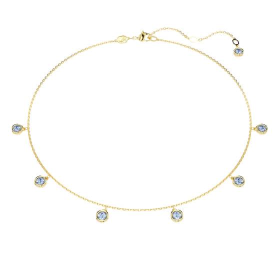 Ensemble Bijou LANVIN Vintage - Collier Et Clips à Strass Bleus Sur Métal Doré - Neuf Sans Emballage