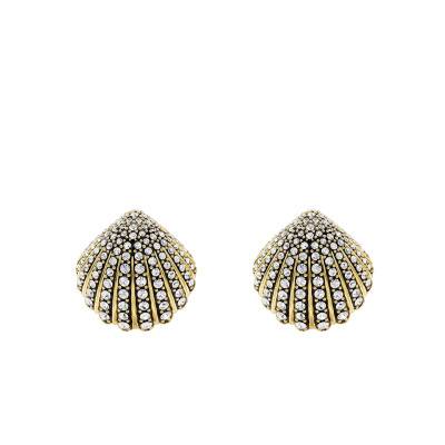 Boucles d'oreilles Idyllia Coquillage Métal Doré & Cristaux Blancs - 5683970 - Swarovski