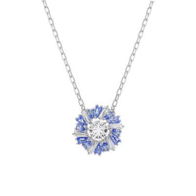 Collier Idyllia Métal Rhodié & Cristaux Bleus et Blancs, Longueur 38 à 45 cm - 5680013 - Swarovski