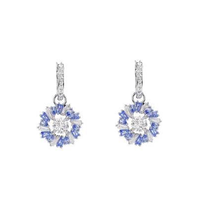 Boucles D'oreilles Idyllia Métal Rhodié & Cristaux Bleus et Blancs - 5680016 - Swarovski