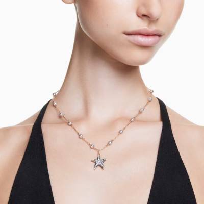 Collier Idyllia Étoile de mer, Métal Doré, Perles & Cristaux Bicolores, Longueur 38 à 45 cm - 5684116 - Swarovski