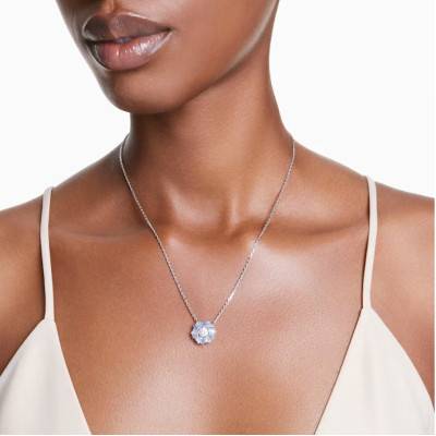 Collier Idyllia Métal Rhodié & Cristaux Bleus et Blancs, Longueur 38 à 45 cm - 5680013 - Swarovski