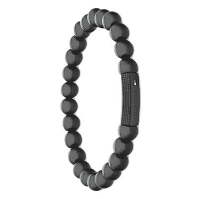 Black Steel & Onyx Beads Bracelet, 18 cm Length - 2790581 - Tommy Hilfiger