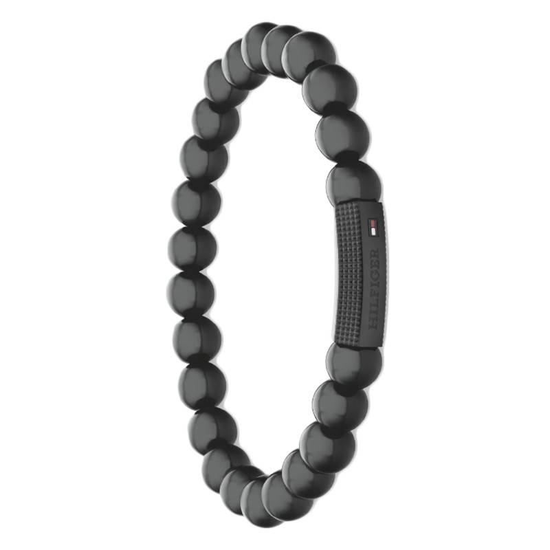 Black Steel & Onyx Beads Bracelet, 18 cm Length - 2790581 - Tommy Hilfiger