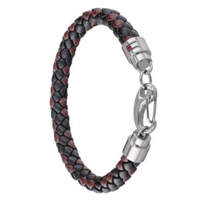 Stainless Steel and Braided Leather Bracelet, Length 19 cm - 2790047 - Tommy Hilfiger