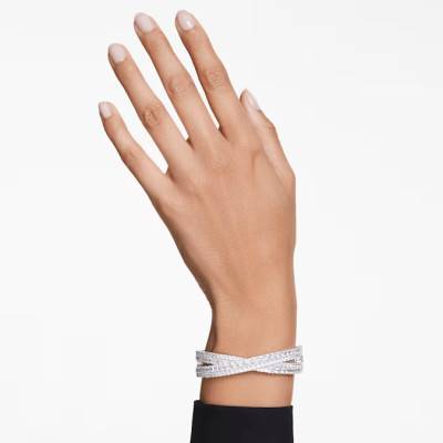 Bracelet Hyperbola, Métal Rhodié & Cristaux Blancs - 5680267, Longueur 16,10 cm - Swarovski