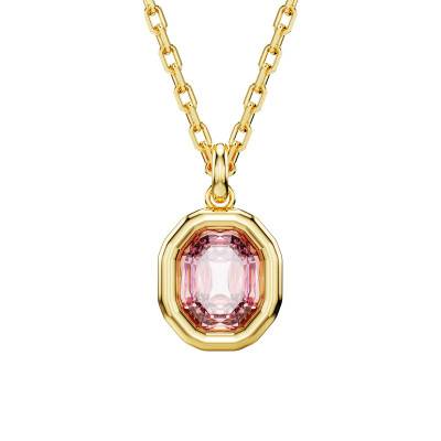 Collier Imber Octogonal Métal Doré & Cristal Rose - 5682531, Longueur 42 à 49 cm - Swarovski