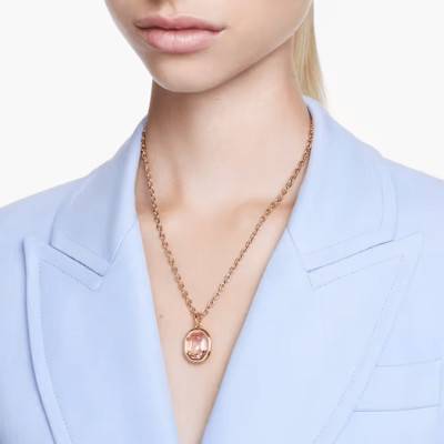 Collier Imber Octogonal Métal Doré & Cristal Rose - 5682531, Longueur 42 à 49 cm - Swarovski