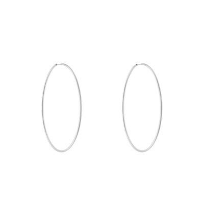 Créoles Fil Rond en Or Blanc 750, Diamètres 15 à 50 mm - Emanessence