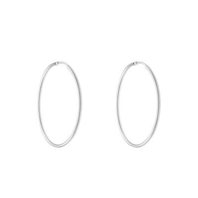 Round Wire 750/1000 White Gold Hoop Earrings, Diameters 10 to 50 mm - Emanessence