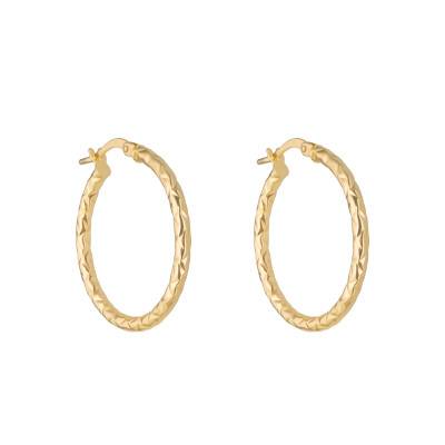 Diamond-Cut 750/1000 Yellow Gold Hoop Earrings, Diameters 10 mm to 50 mm - Emanessence