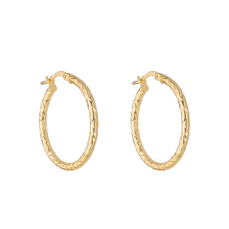 Diamond-Cut 750/1000 Yellow Gold Hoop Earrings, Diameters 10 mm to 50 mm - Emanessence