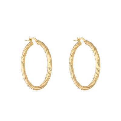 Créoles Torsadées Lisses en Or Jaune 750, Diamètre 10 mm - Emanessence