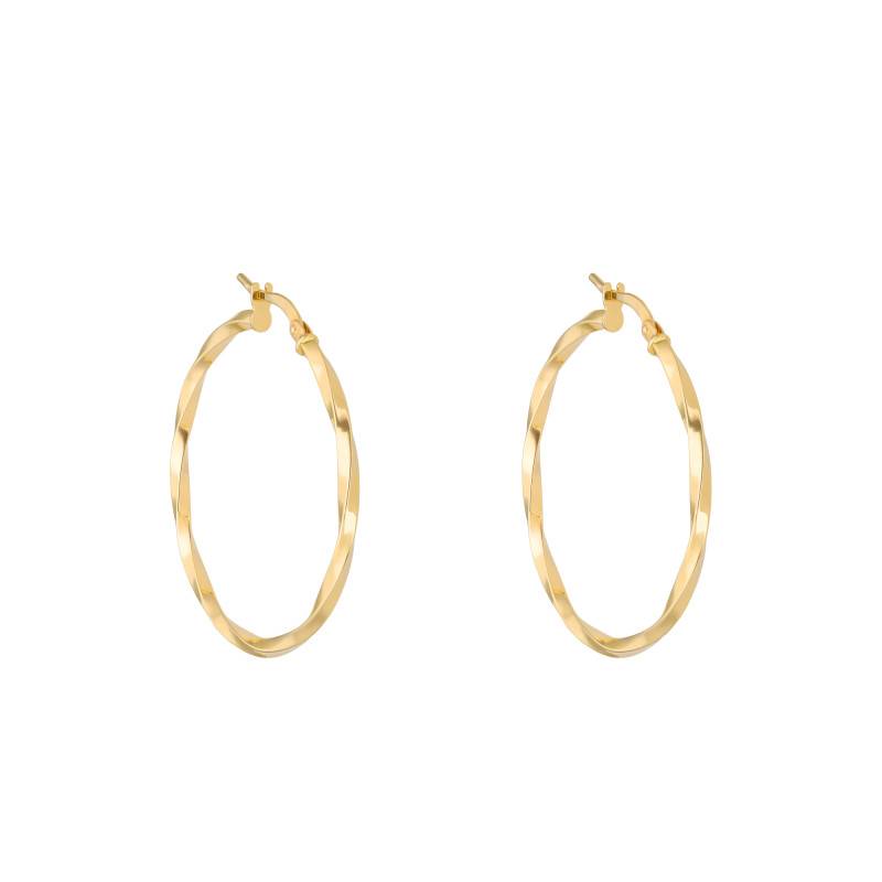 750 Yellow Gold Twisted Hoop Earrings, 10 mm Diameter - Emanessence