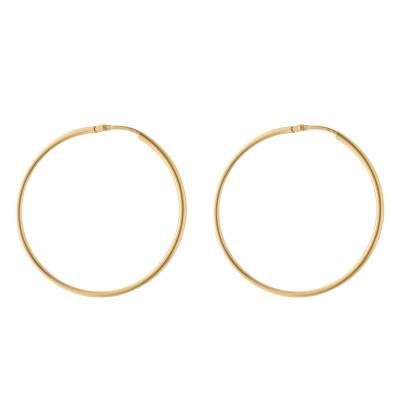 750 Yellow Gold Rectangle Wire Hoop Earrings, 12 mm Diameter - Emanessence