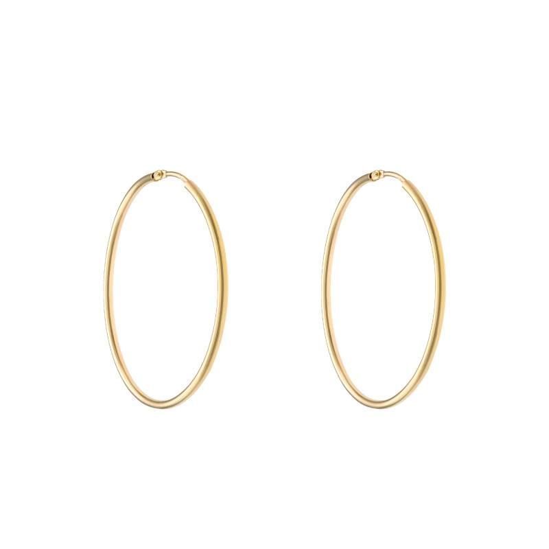 750/1000 Yellow Gold Rectangle Wire Hoop Earrings, 10 mm Diameter - Emanessence