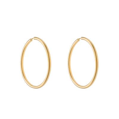 750/1000 Yellow Gold Hoop Earrings, 15 mm Diameter - Emanessence