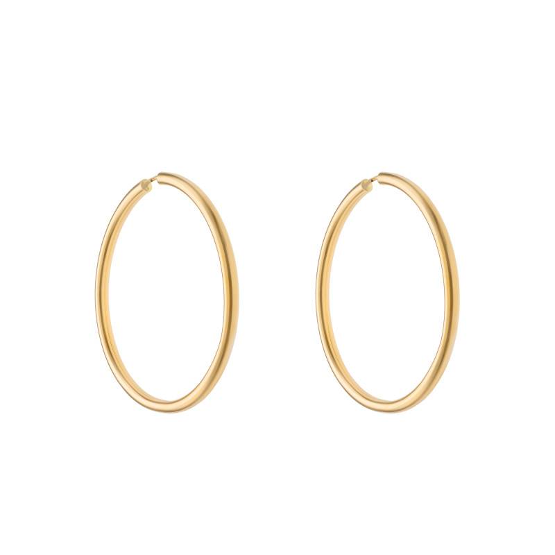 750/1000 Yellow Gold Hoop Earrings, 15 mm Diameter - Emanessence