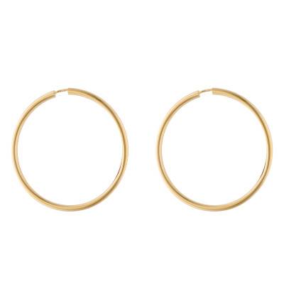 750/1000 Yellow Gold Hoop Earrings, 15 mm Diameter - Emanessence