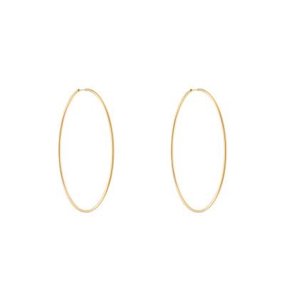 750/1000 Yellow Gold Round Wire Hoop Earrings, 10 mm Diameter - Emanessence